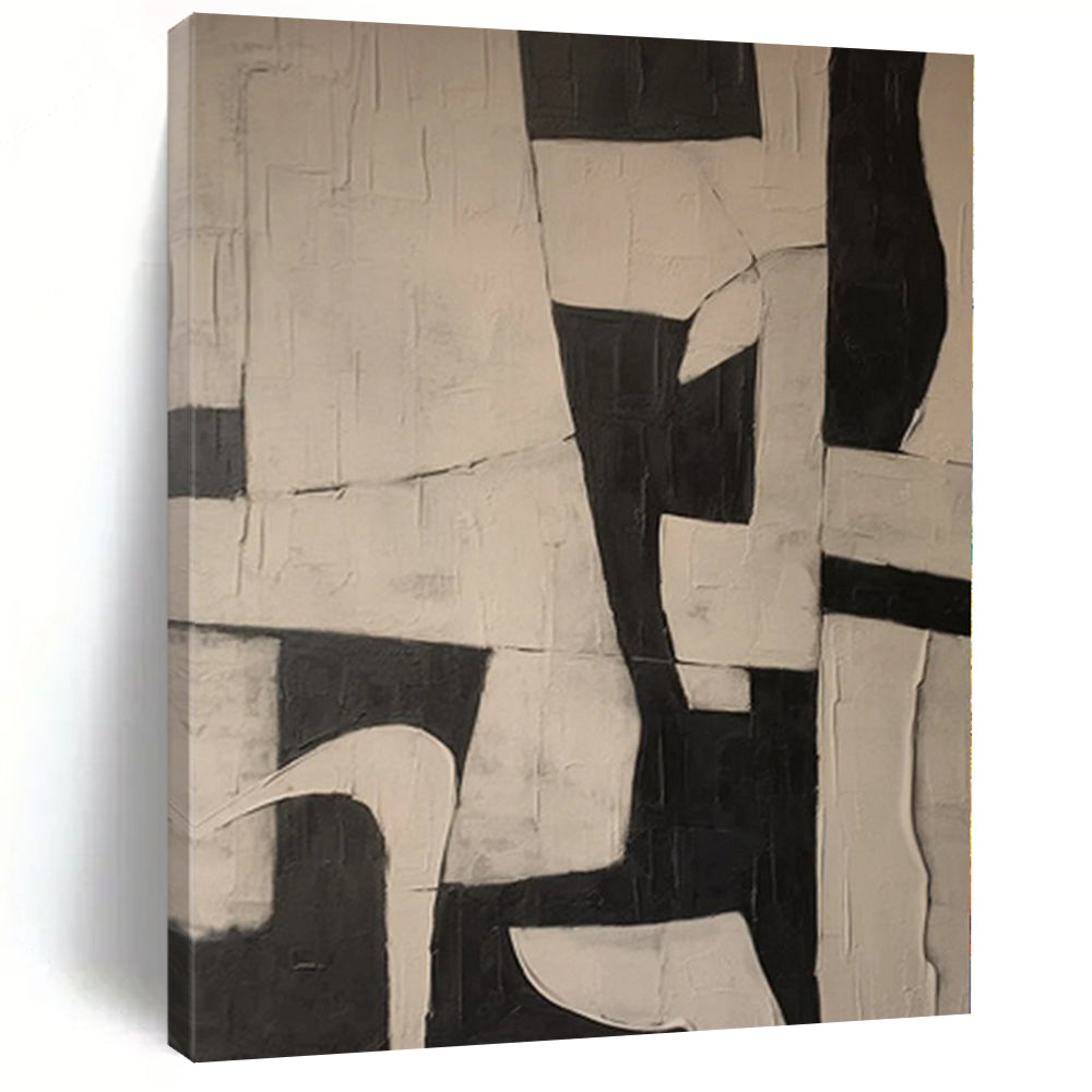 “Black - White Geometric Dynamic” - Modern Abstract Painting On Canvas PS0125
