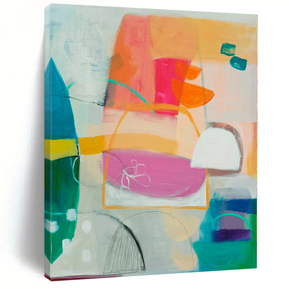“Colorful Shapes Abstract” - Contemporary Abstract Painting On Canvas PS0093
