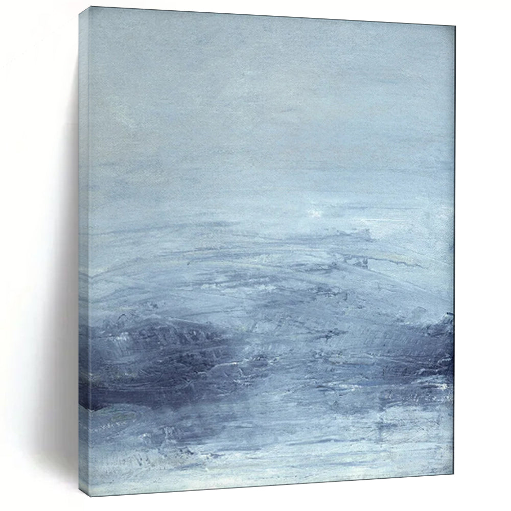 “Blue - Gray Abstract Horizon” - Minimalist Landscape Painting On Canvas PT1962