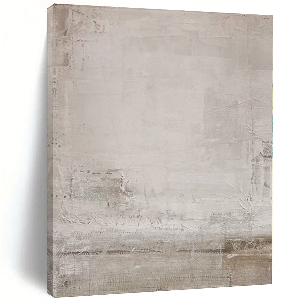 “Beige - White Textured Abstract” - Minimalist Abstract Painting On Canvas PS0121
