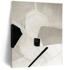 “Black - White Geometric Abstraction” - Black, White Abstract Geometric Painting On Canvas PS0559