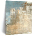 “Blue - Beige Textured Abstraction” - Blue, Beige, Gray Abstract Textured Painting On Canvas PS0568
