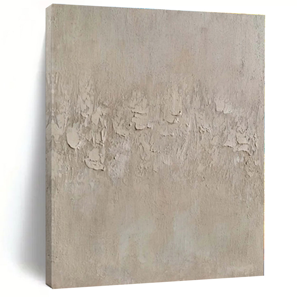 “Beige Textured Minimalism” - Beige, Gray Abstract Textured Minimalist Painting On Canvas PS0579