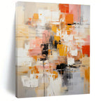 Orange, Pink, Gray, White, Black with Bold Blocks "Urban Pulse" Abstract Painting On Canvas PS1391