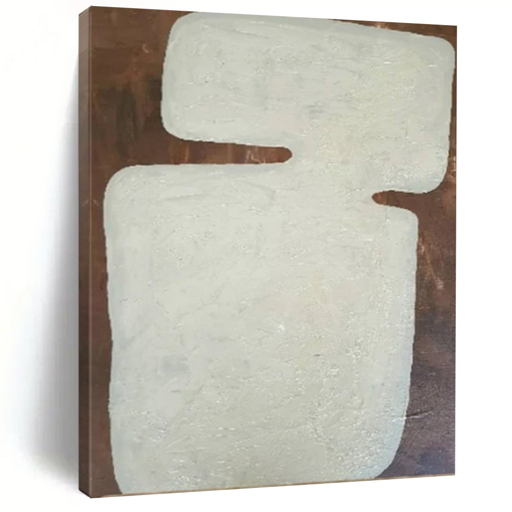 Off - White and Brown, "Rustic Charm" – Textured Abstract Painting On Canvas PS1000