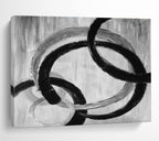 Monochrome Intertwined Rings Abstract Painting On Canvas DKS175