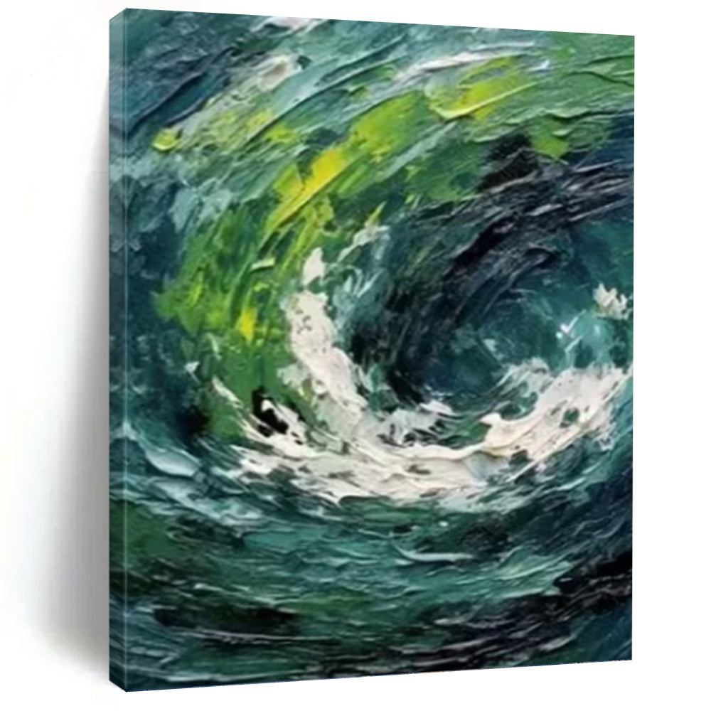 “Green - Blue Impasto Swirl” - Abstract - Inspired Nature Painting On Canvas PT1405