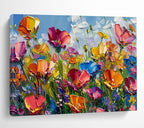 “Vibrant Flower Field” - Impasto Oil Painting On Canvas DKS797