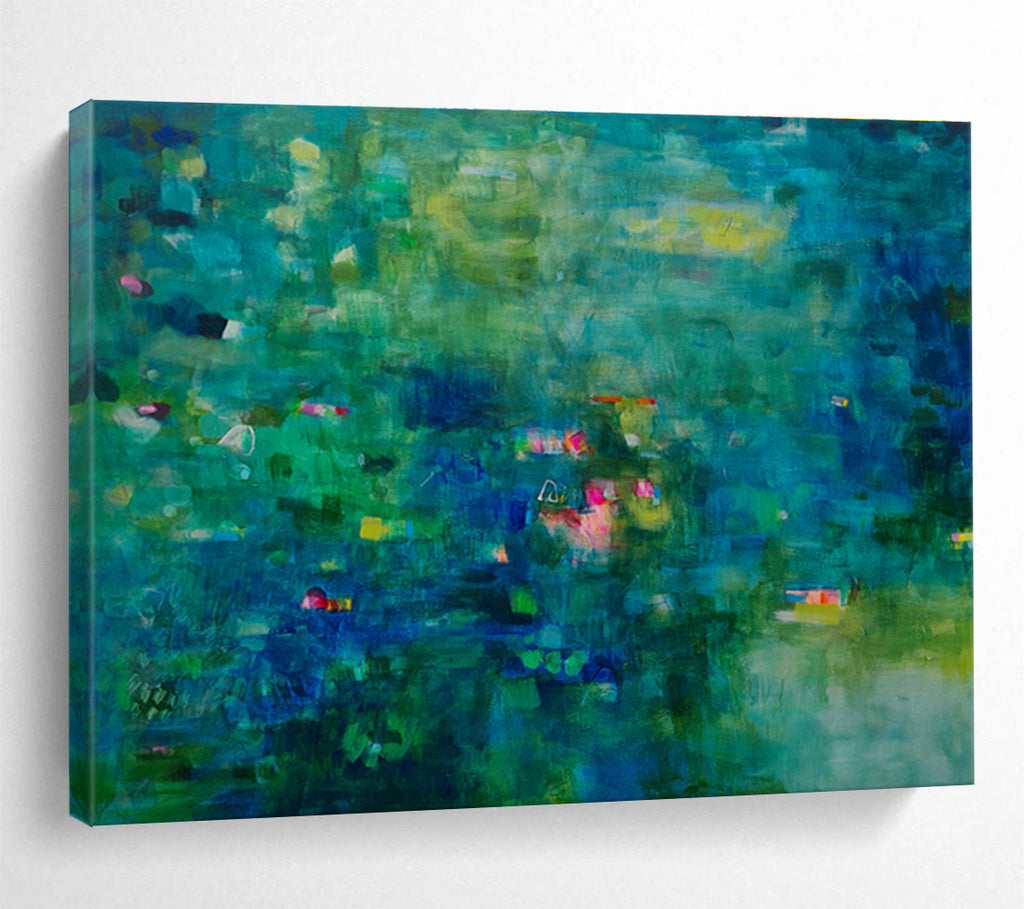 Teal Abstract Landscape Painting On Canvas DKS037