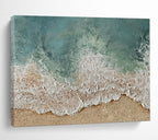 “Aqua - White Beach Waves” - Impressionistic Seaside Painting On Canvas PT252