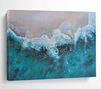 “Textured Coastal Wave in Blues and Whites” - Realistic Marine Oil Painting On Canvas PT040