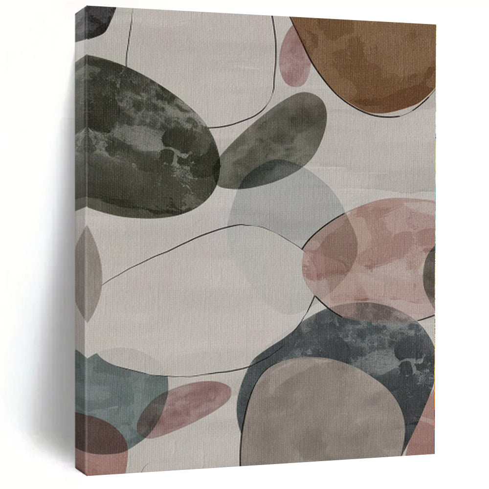“Colorful Oval Abstract on Light Background” - Whimsical Abstract Painting On Canvas PS0268