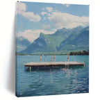 Lakeside Leisure, Realist Acrylic, Hopper - Inspired, Painting On Canvas PT2119