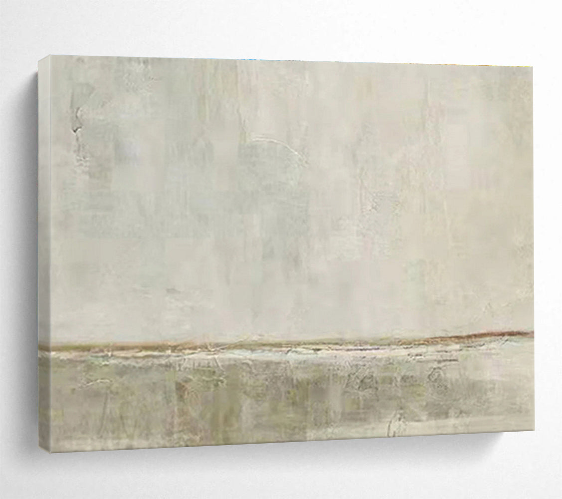 “Subtle Gray Divide” - Gray & Brown Abstract, Minimalist Oil Painting On Canvas DKS736