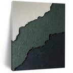 “Green - Black Textured Edges” - Minimalist Abstract Painting On Canvas PT1218