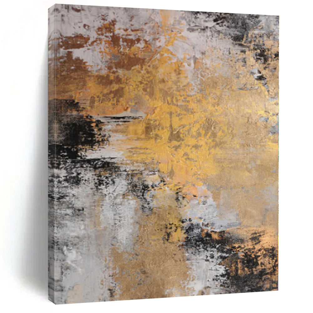 “Gilded Abstract Fusion” - Luxe Abstract Painting On Canvas PS0011
