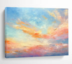 Blush and Gold Sky Abstract Ethereal Landscape Painting On Canvas DKS116