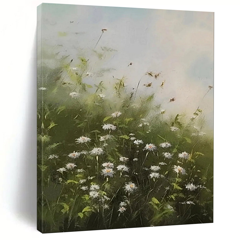 Dreamy Daisy Field, Impressionistic Nature, Monet - Inspired Light, Painting On Canvas PT2108