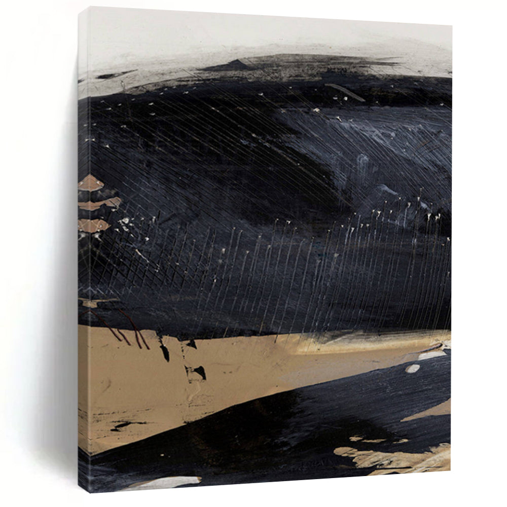 “Textured Gray Abstraction” - Light & Dark Gray Layers with Dripping Effects Painting On Canvas DS203