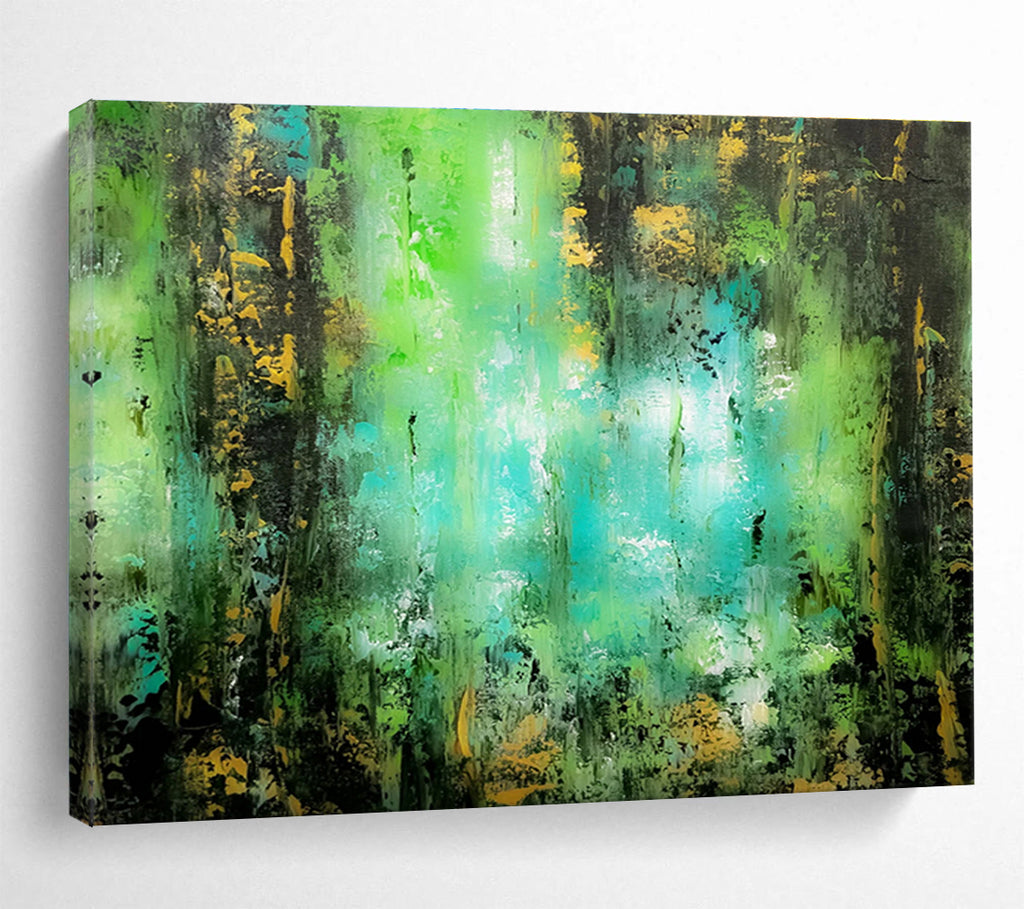 “Lush Green - Blue Forest Abstract” - Textured Oil Painting on Canvas DKS921