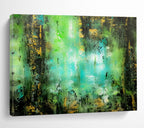 “Lush Green - Blue Forest Abstract” - Textured Oil Painting on Canvas DKS921