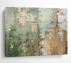 “Green and Brown Textured Abstract” - Earthy Abstract Painting On Canvas PT107