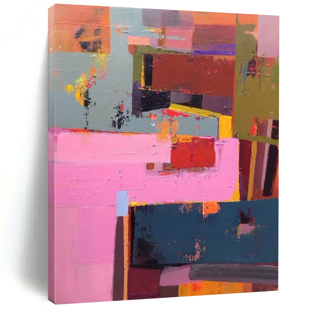 “Vibrant Color Blocks” - Cubist - Inspired Painting On Canvas DS032