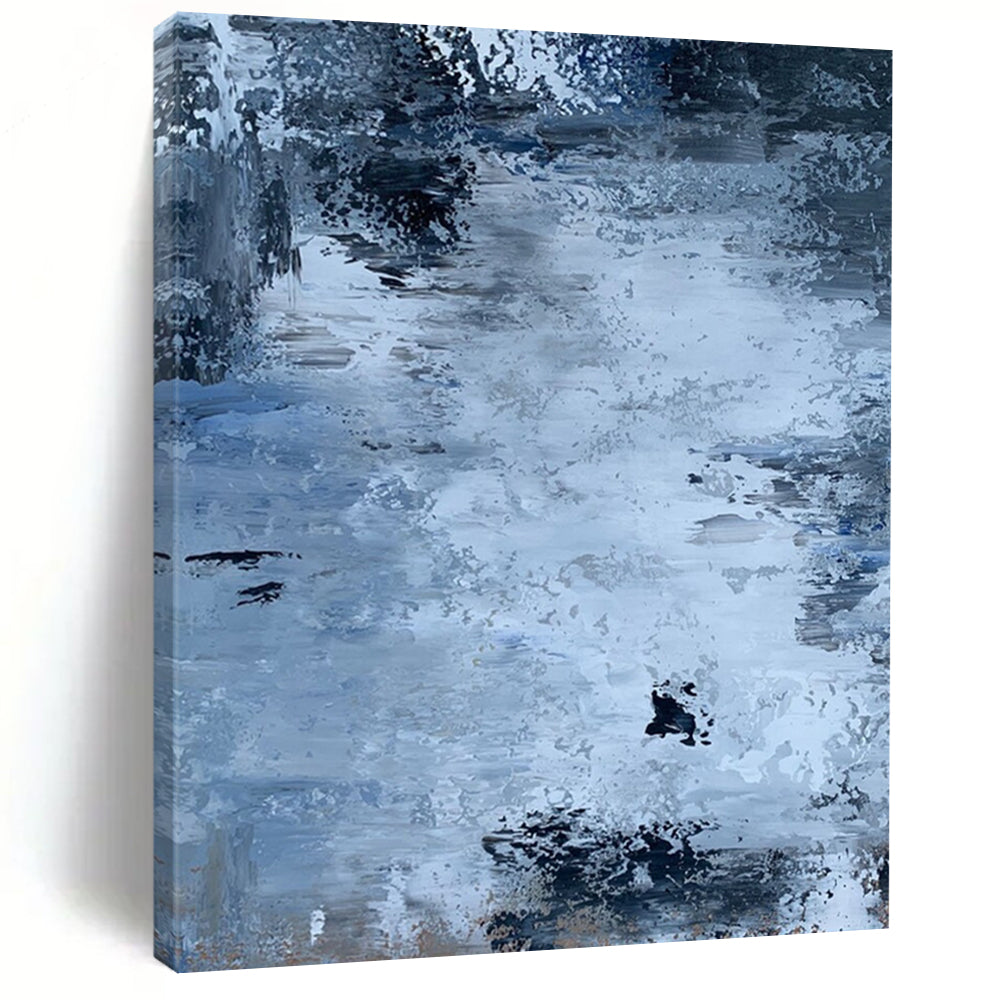 “Cool Tones Abstract Flow” - Shades of Blue with Subtle Textures Painting On Canvas DS251