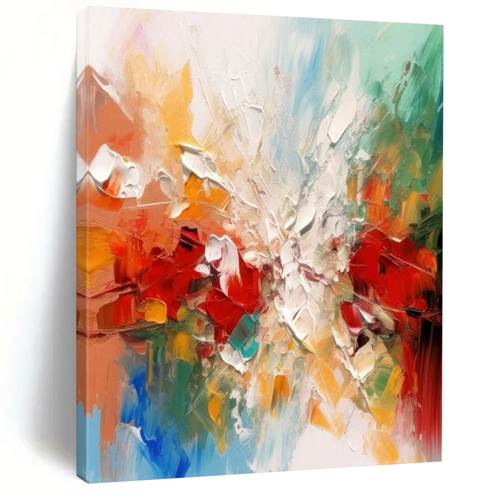 Colorful Abstract Burst Textured Painting On Canvas DS079