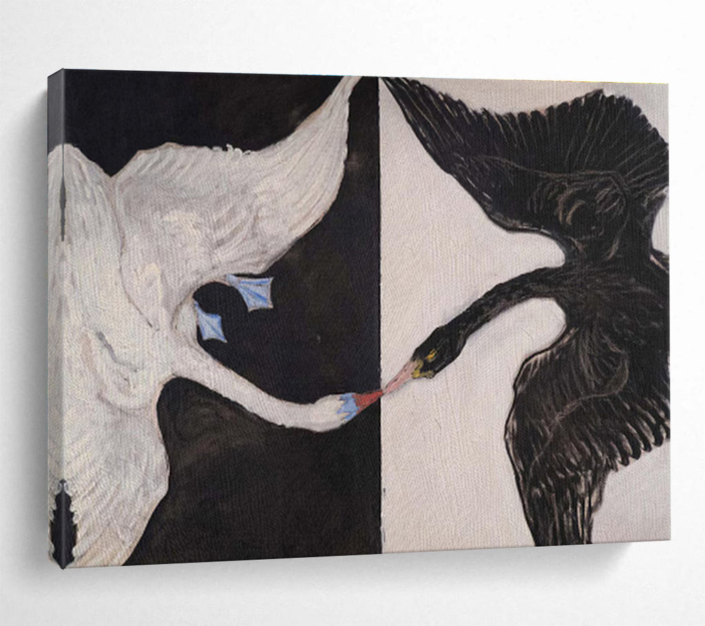 Black and White Swans in Symmetry Animal Painting On Canvas DKS125