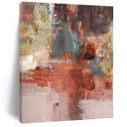 “Red - Gold - Teal Abstract Fusion” - Red, Gold, Teal Abstract Textured Painting On Canvas PS0583