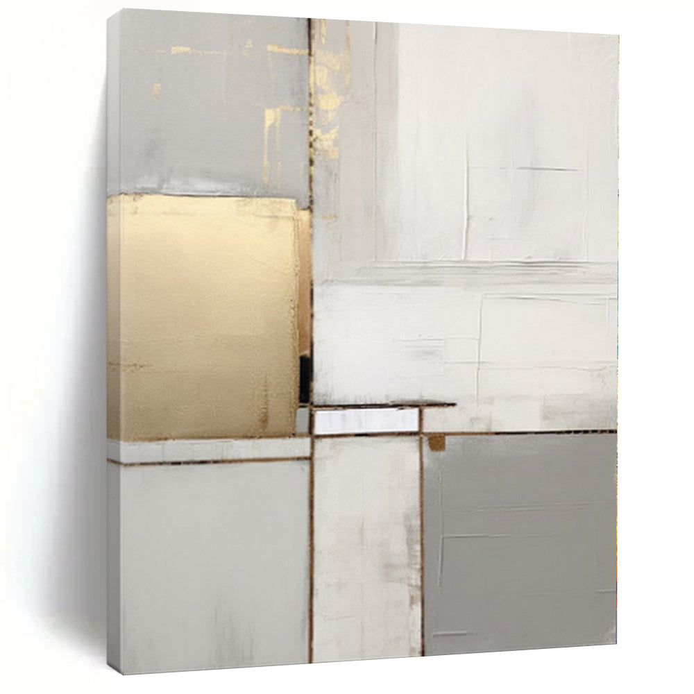 “Gold & Gray Fusion” - Gray, Gold Abstract Minimalist Painting On Canvas PS0390