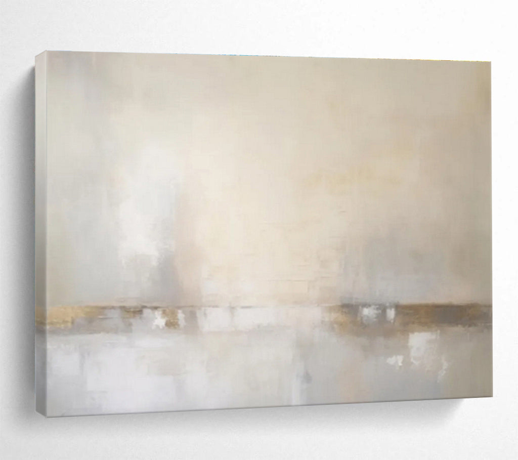 Subtle Beige and Gray Horizon - Minimalist Landscape Painting On Canvas DKS331