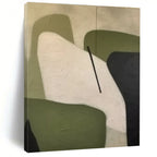 Green, White, Black with Geometric Shapes "Balanced Form" Abstract Painting On Canvas PS1470