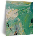 “Green - Yellow Abstract Textures” - Palette - Knife Abstract Painting On Canvas PT1270
