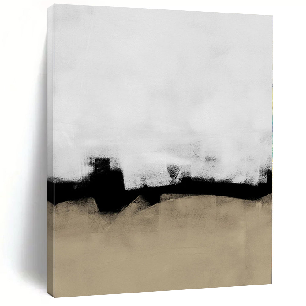 “Black - Beige Abstract Horizon” - Subtle Landscape Painting On Canvas PS0335