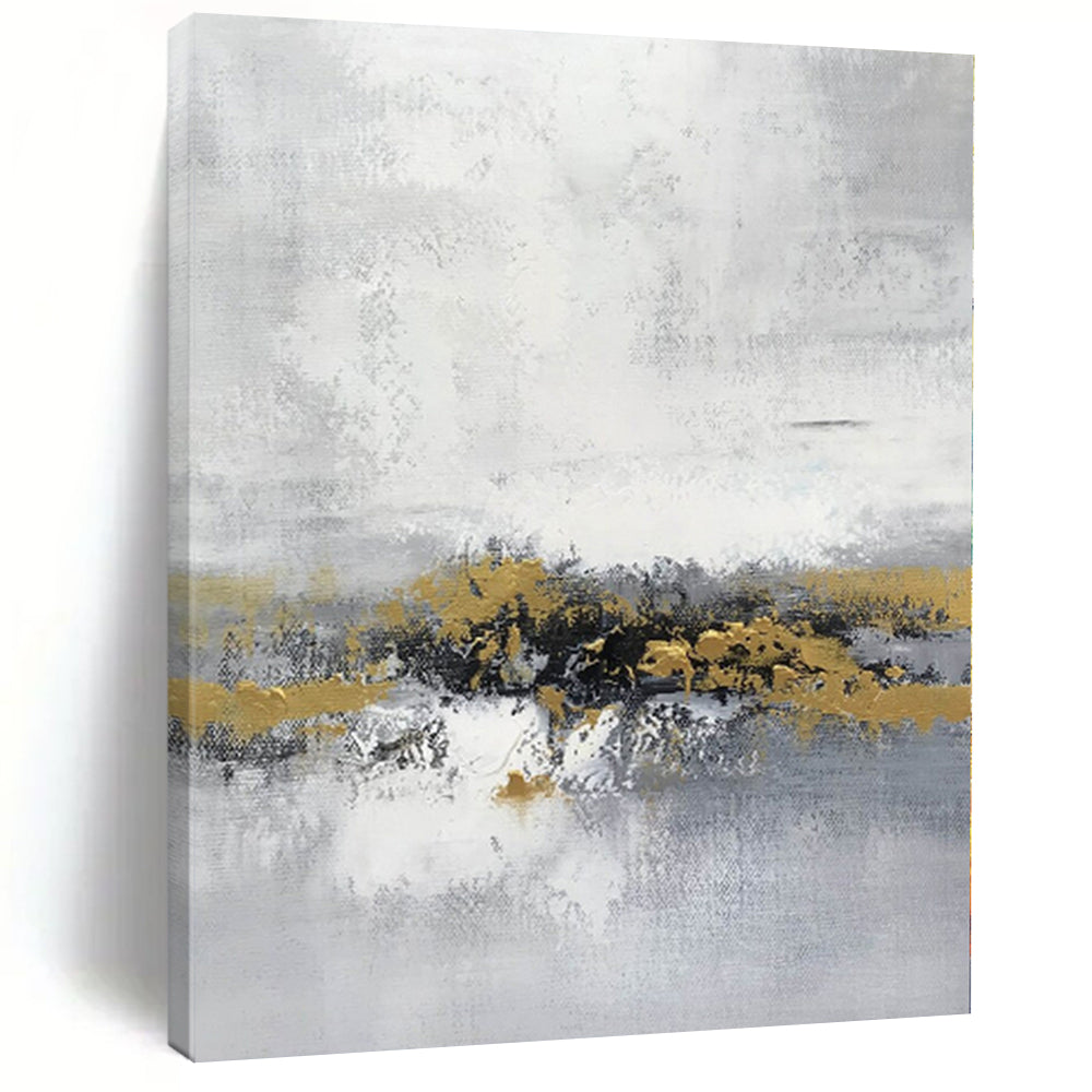 “Grey - Gold Abstract Horizon of Dreams” Painting On Canvas PS0380
