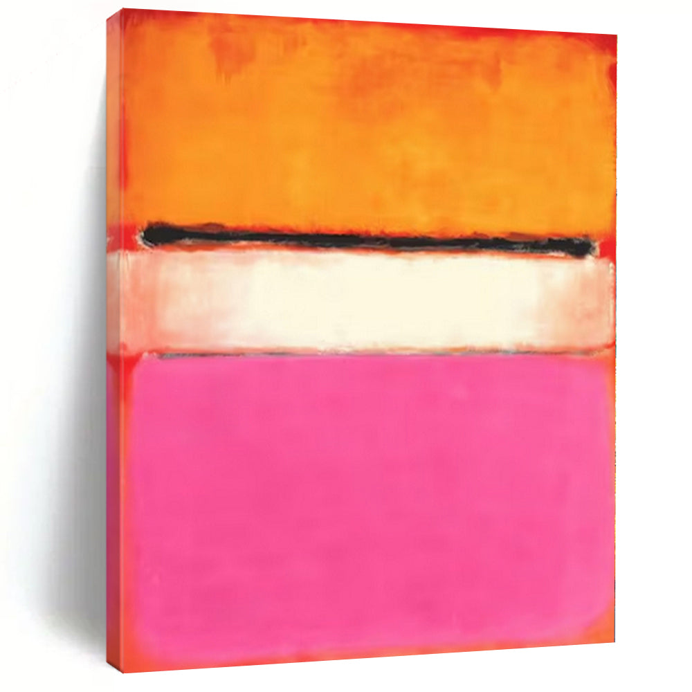 Orange, Pink, White with Horizontal Bands "Vibrant Layers" Abstract Painting On Canvas PS1184