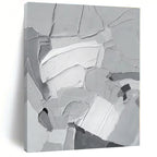 “Gray & White Textured Abstract” - Textured Abstract Painting On Canvas PS0407