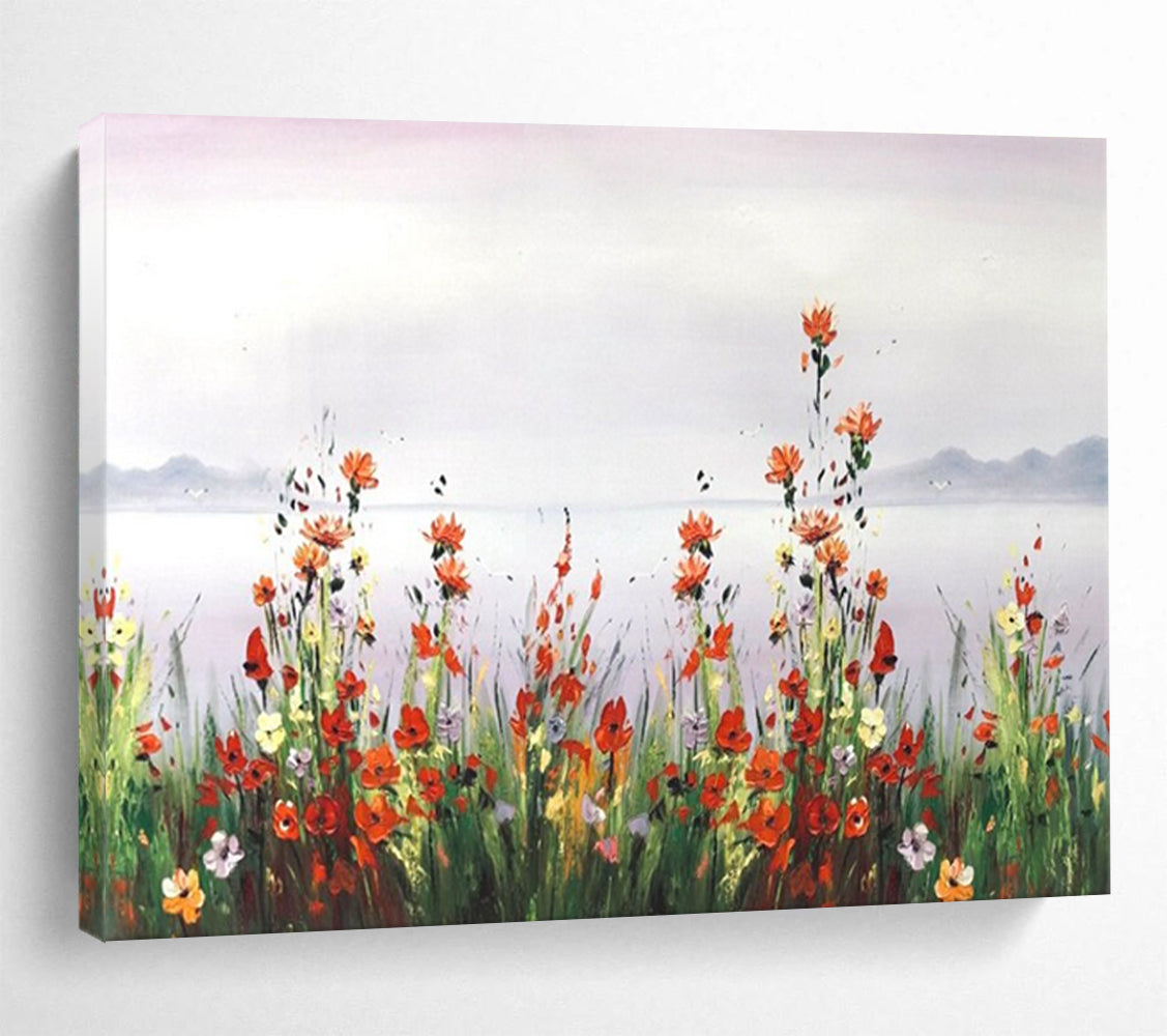 “Wildflowers by the Lake” - Impressionistic Floral Painting On Canvas PT189