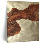 “Brown - Gold Abstract Flowing Ribbons” - Opulent Abstract Painting On Canvas PS0347