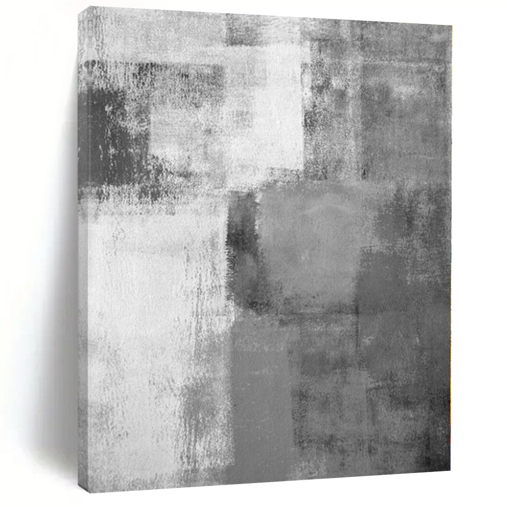 “Monochrome Grey Abstract Soft Blocks” Painting On Canvas PS0377