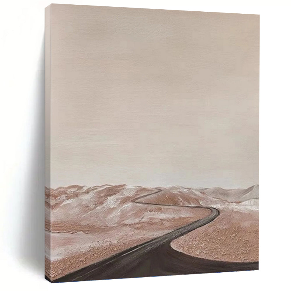 “Pink - Brown Desert Road” - Landscape Abstract Painting On Canvas PT1123
