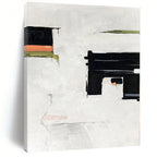 “Black - Green - Orange Abstract Minimalist Forms” - Subtle Abstract Painting On Canvas PS0327