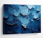 “Textured Blue Abyss” - Blue Abstract, Impasto Oil Painting On Canvas DKS758