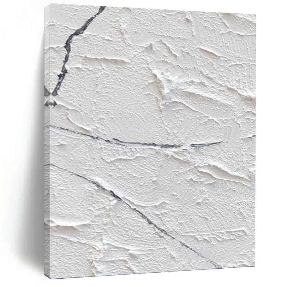 “Cracked White and Gray” - Abstract, Textured - Styled Painting On Canvas PT1673