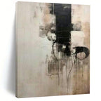 “Dramatic Black - and - White Abstract with Dripping Lines” - Bold Abstract Painting On Canvas PS0251