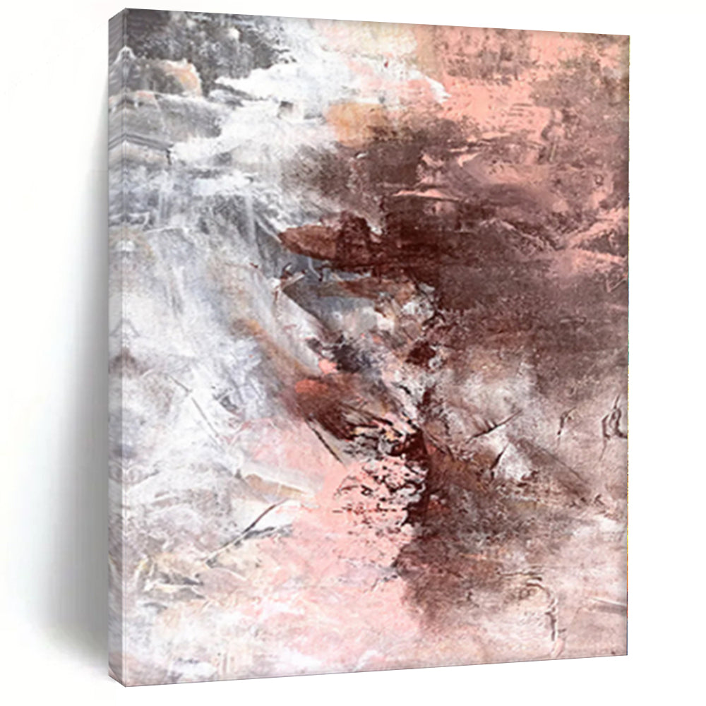 “Blush and Brown Abstract Fusion” - Abstract Minimalist Painting On Canvas PS0023