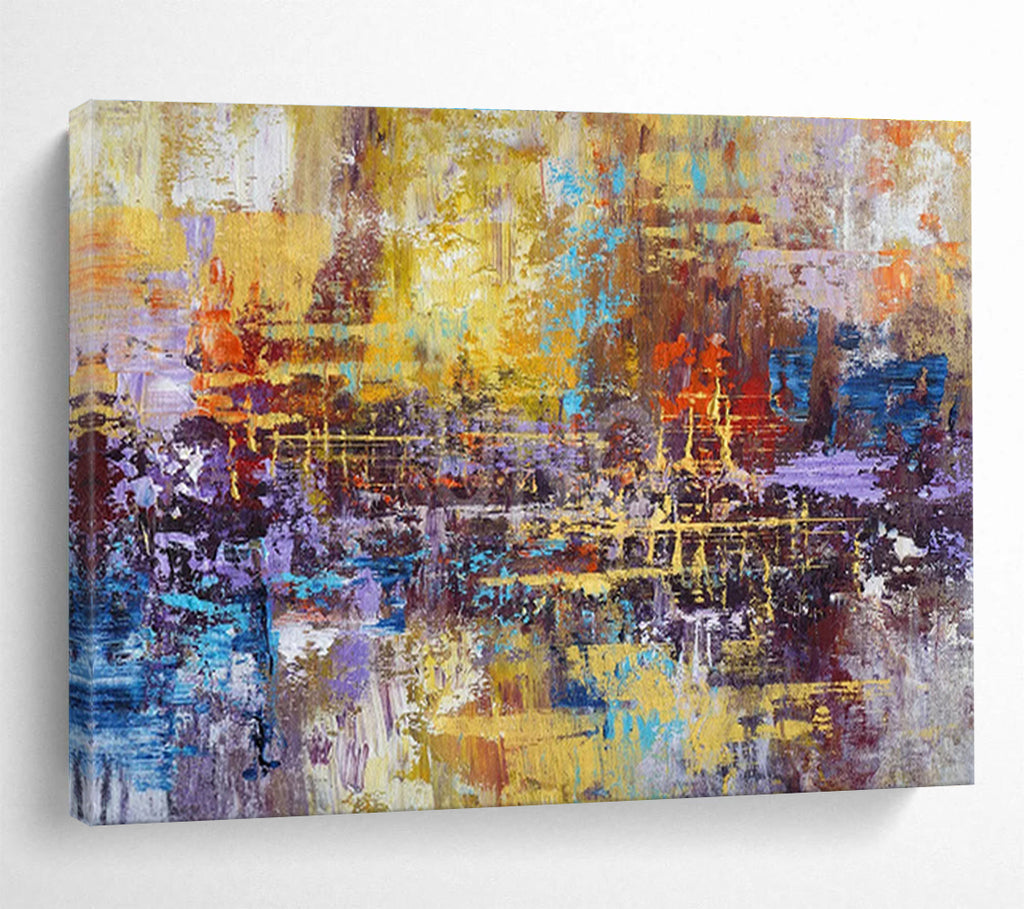 Colorful Abstract Cityscape Abstract Expressionist Painting On Canvas DKS154