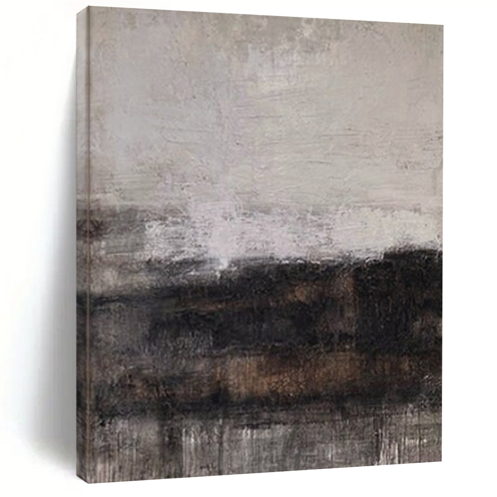 Gray, Black, and Brown Textured, "Earth and Shadow" – Textured Abstract Painting On Canvas PS0983